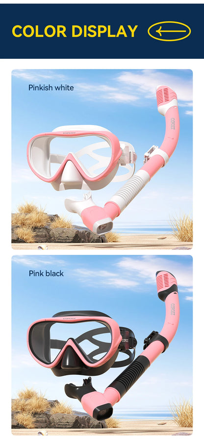 COPOZZ Professional  Diving Mask Full Vision Mask Underwater Snorkel Mask Set Swimming Snorkel HD Anti Fog Diving Equipment