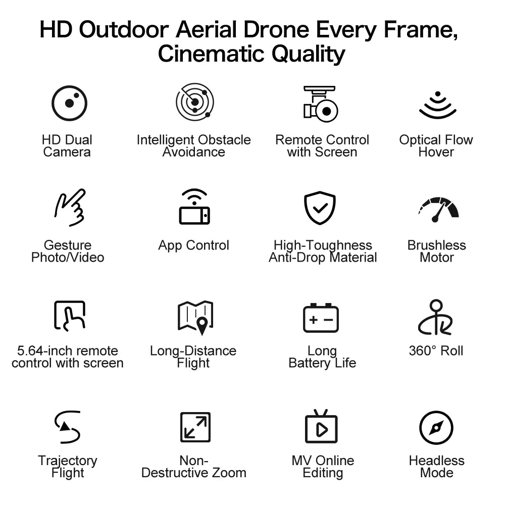 Professional Drone with 4K Dual Camera, Video Drone, Quadcopter, 360, Intelligent Obstacle Avoidance, Gift, New, 2022