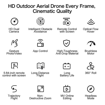Professional Drone with 4K Dual Camera, Video Drone, Quadcopter, 360, Intelligent Obstacle Avoidance, Gift, New, 2022