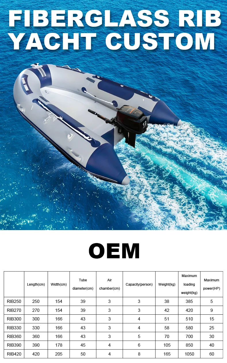 9ft-13ft Outdoor Drifting Rib Boat 300 390 Semi-Rigid Aluminum/Hypalon/PVC Inflatable Dinghy Orca