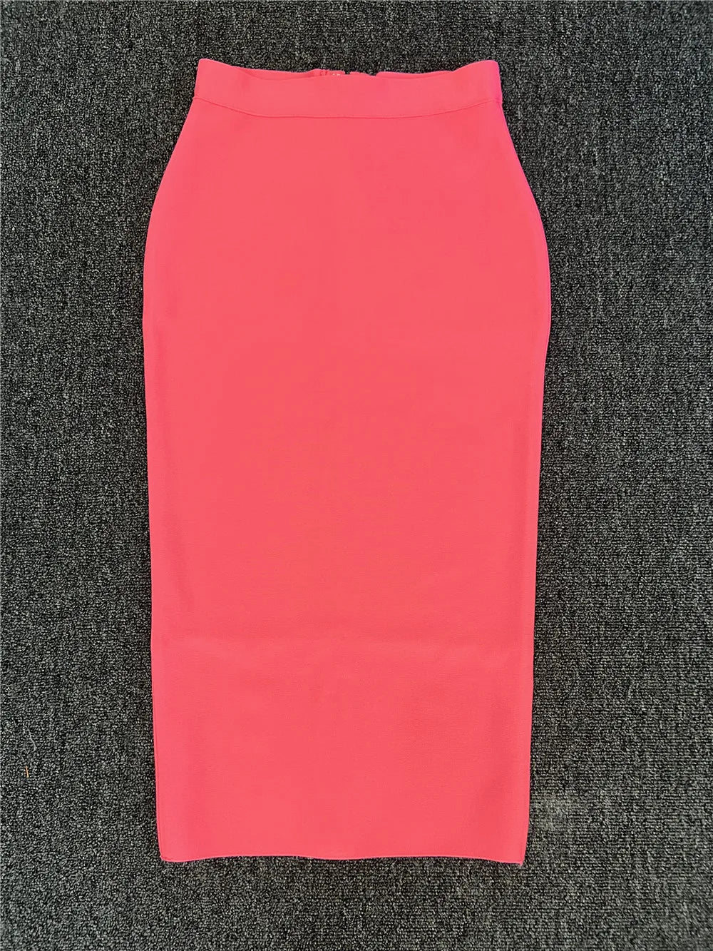 Classic Bandage Skirt Women Elegant High Waist Midi Calf Long Pencil Skirts Office Ladies Formal Party Dress Daily Skirts