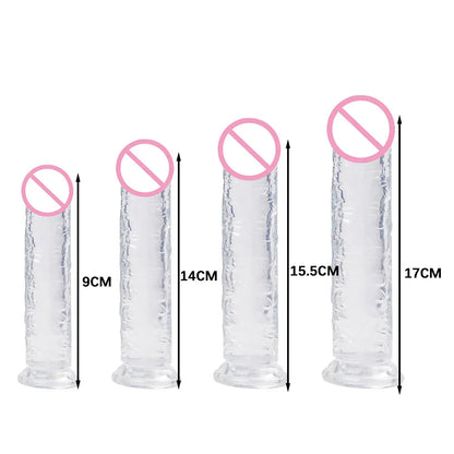 Realistic Dildo Adult Toys Transparent Dildo Suction Cup Jelly Women Erotic Sex Toys Soft Clitori Vaginal Masturbators Penis