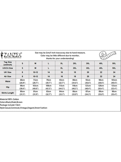 ZANZEA  Elegant Cotton Midi Skirts Casual Button Up A-line Skirt Women High Waist Jupe 2024 Summer Solid Temperament Falda Mujer