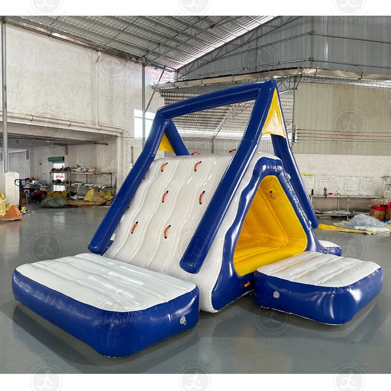 Inflatable Water Game Floating Climbing Tower With Slide Play Park Amusement for Adults and Kids