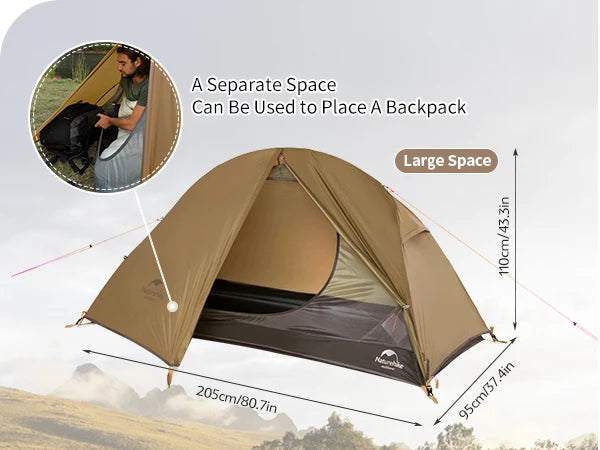 Naturehike 2025 Camping Tent Waterproof Ultralight Portable One Person Nylon Cycling Tent Hiking Backpacking Shelter Tents