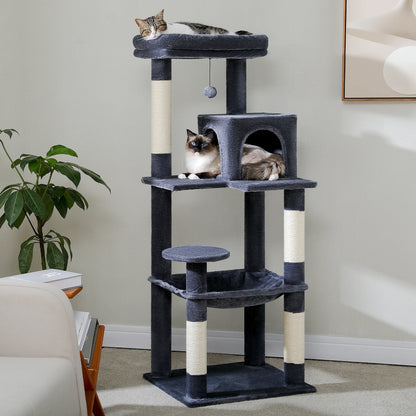 Multi-Level Cat Tree with Scratching Posts, Cozy Hammock, Plush Cat Tower for Indoor, Cat Condo Bed, Cat Accessories, Cat Toys