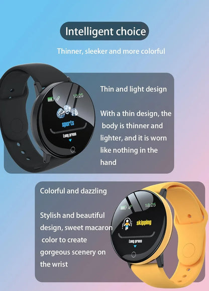 Round Digital Smart Sport Watch for Men and Women, LED, Electronic, Bluetooth, Wrist Watch for Kids, Hours, Dropshipping