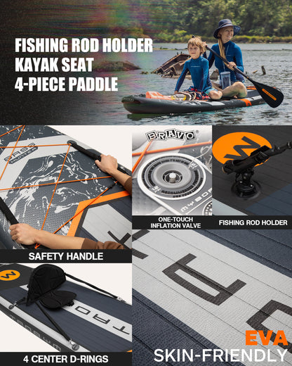 Myboat BASS HUNTER Grey SUB Waterproof Inflatable Paddle Board 11'6''x35''x6'' Aquatic Fishing With Accessories SUP сапборд