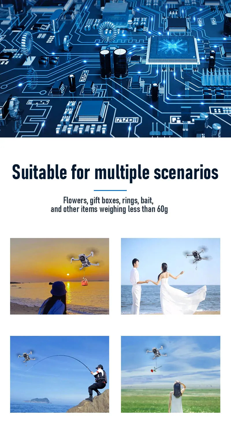Drone Airdrop System for DJI Mini 2/SE/2SE Air-dropping Dropper Fishing Bait Wedding Ring Gift Proposal Rescue Delivery Thrower