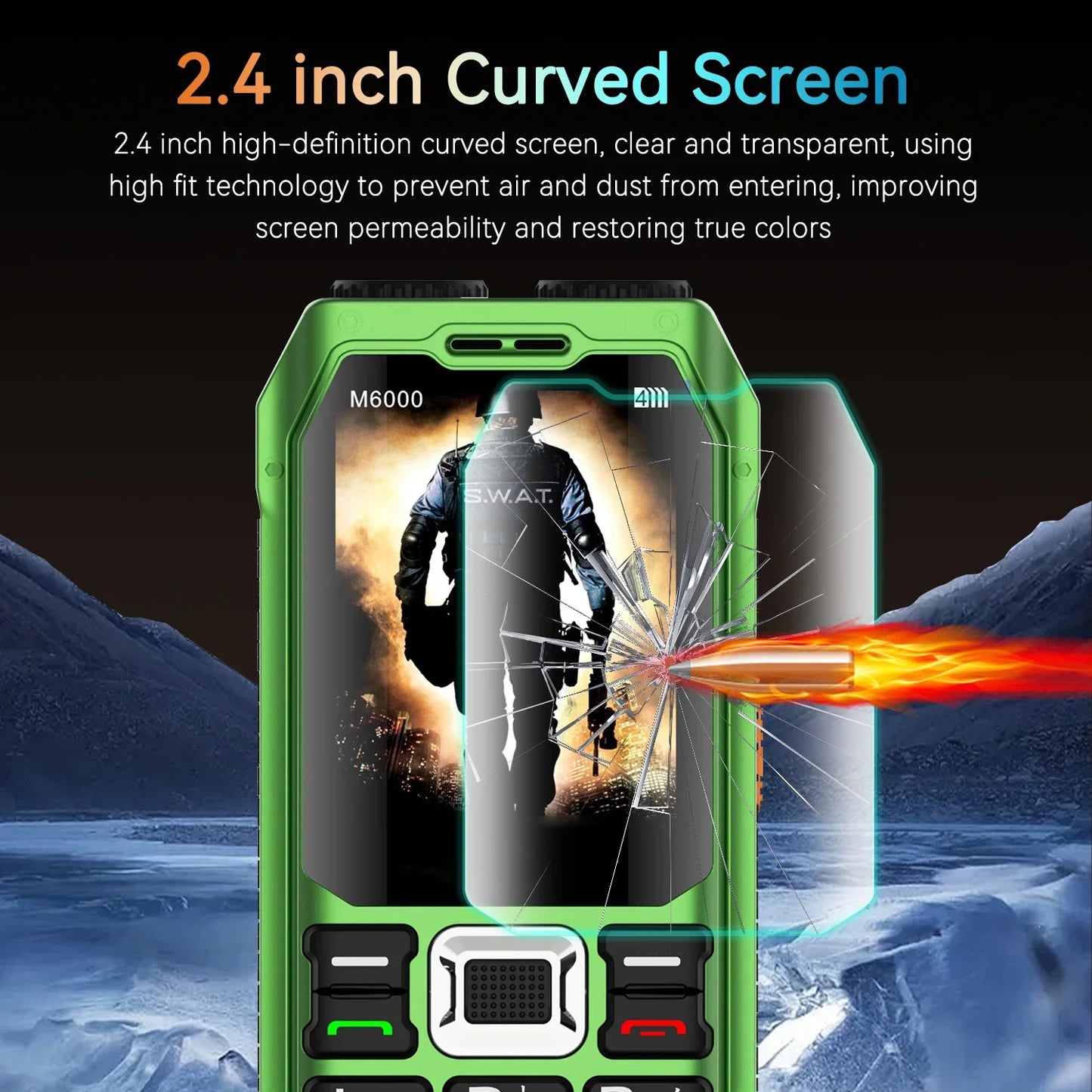 Rugged Outdoor Mobile Phone 4 Quad Sim Voice Changer Dual Torch Loudspeaker Large Button Powerbank Large Battery SOS Call Mobile