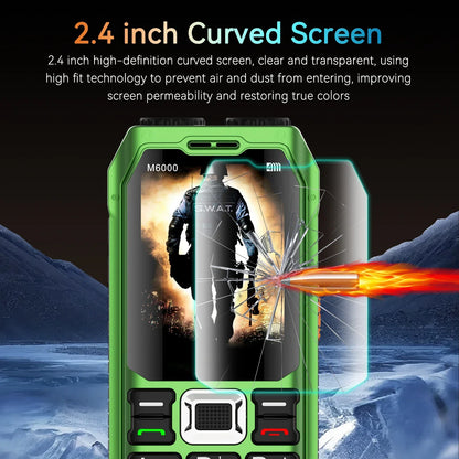 Rugged Outdoor Mobile Phone 4 Quad Sim Voice Changer Dual Torch Loudspeaker Large Button Powerbank Large Battery SOS Call Mobile