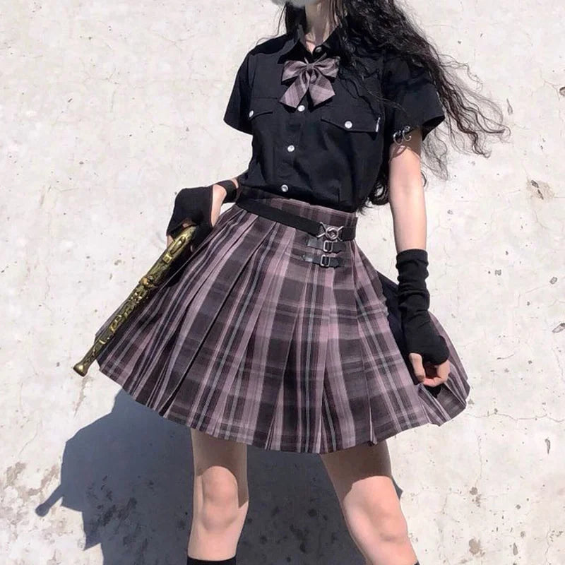 Pleated Skirt Autumn Winter Mini Skirts Womens 2024 Summer Plaid Skirt Tennis Skirt White Sexy Black Skirt Goth School Y2k Jupe