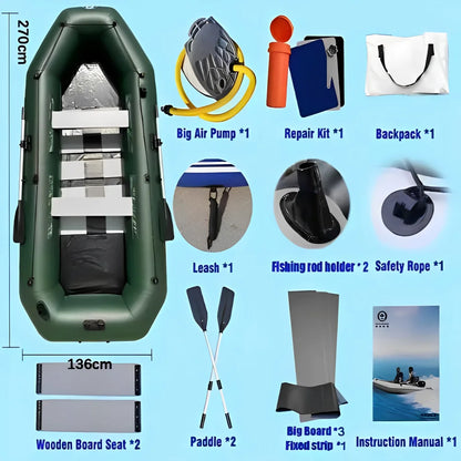 SOLAR MARINE 2.7M PVC Inflatable Fishing Boat Surfing Kayak and Racing Boats 4People Adult Outdoor Watersport Accessories