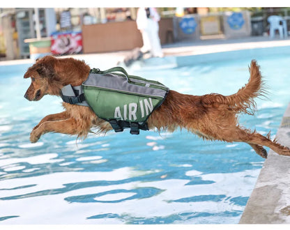 Dog Life Jacket with Airbags, Adjustable Pet Life Vest for Swimming, Oxford Fabric, Reflective Strips, S/M/L,Red / Green / Blue