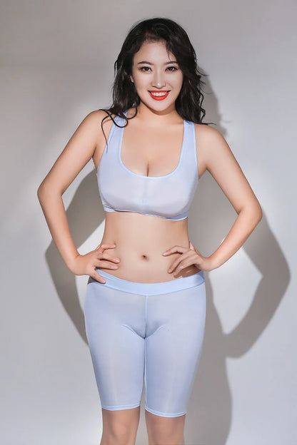High Elastic Women's Shorts Oil Shiny Sheer Sexy Low Waist Panties Push Up Butt Tight Shorts Woman Clothing Yoga Shorts