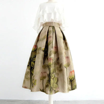High-End Temperament Jacquard Hollow Out Elastic Waist Irregular Skirts 2023 Vintage All-match A-line Skirt Streetwear Long Skir