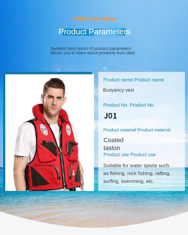 Outdoor Wading Sports Vest Adult Sea Fishing Life Jacket Sea Fishing Wading Multi-pocket Removable Quick-dry Fishing Life Jacket