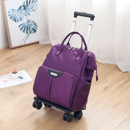 Wheeled bag for travel trolley bags Women travel backpack with wheels Oxford large capacity Travel Rolling Luggage Suitcase Bag