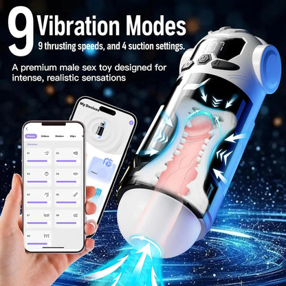 Masturbator Adult Sex Toys for Men 3 in 1 Automatic Thrusting Sucking Vibration Mode Blowjob Simulated Vagina Male Sex Supplies