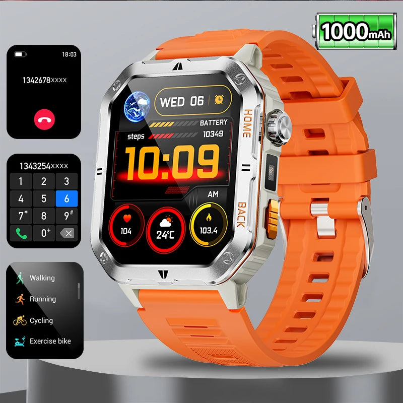Original 2025 New 2.01 inch1000mAh smartwatch LED flashlight GPS 100+ sport health monitor 3ATM waterproof Men Gift smartwatch