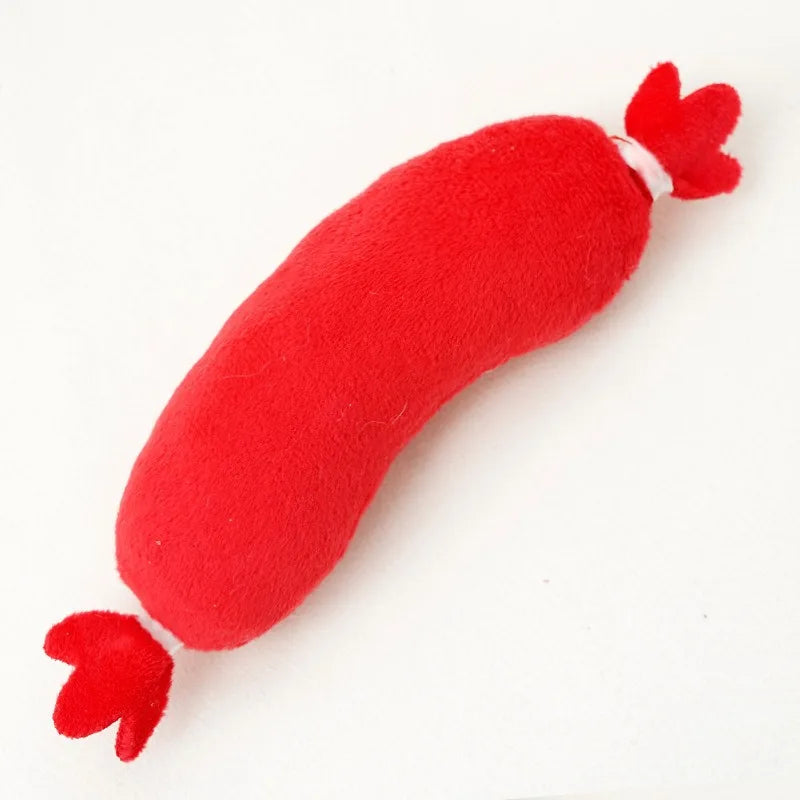 Dog Sound Plush Toy Hot Dog Chewing Toy Pet Grinding Teeth Squeaky Plush Toy Puppy Bite-resistant Interactive Chew Toy ﻿