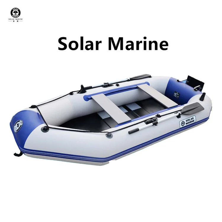 2.7m Wood Floor PVC Inflatable Fishing Kayak 0.9 mm Thick Leisure Rowing Rubber Pontoon Boat Solar Kayak