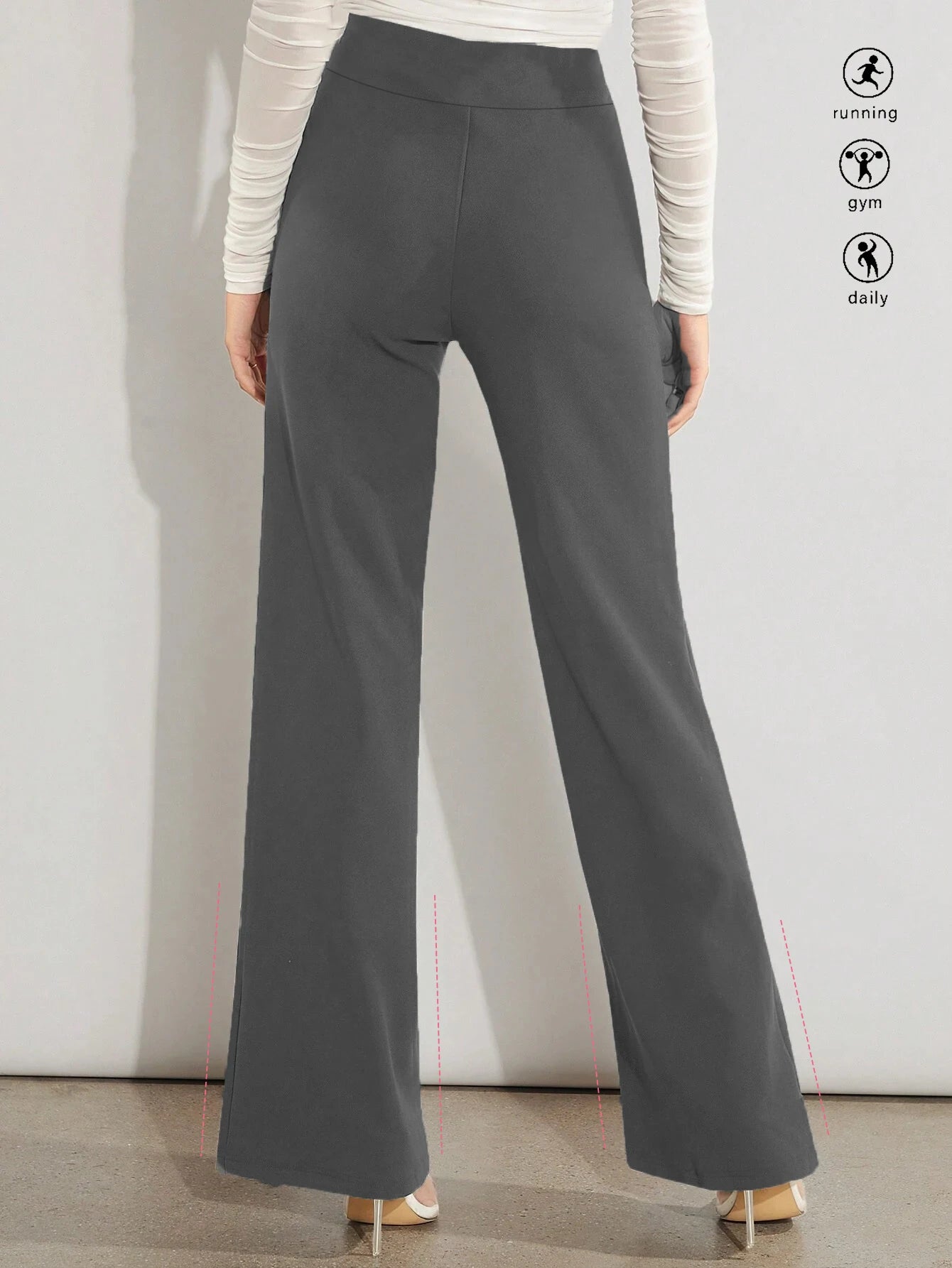 Elegant High Waisted Wide Leg Pants Women Comfortable Slimming Elastic Waist Trousers Versatile Office Daily Casual Butt Lifting