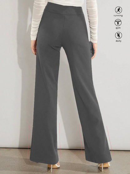 Elegant High Waisted Wide Leg Pants Women Comfortable Slimming Elastic Waist Trousers Versatile Office Daily Casual Butt Lifting