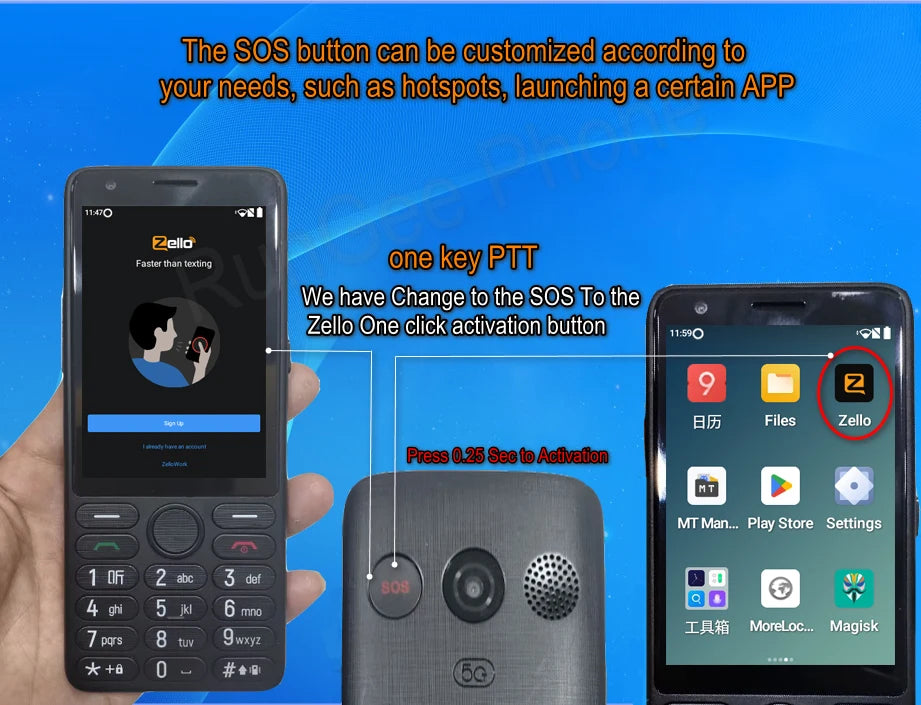 Feature Phone with Touch Screen Smartphone Wifi 5G/4G Global Languages Removable battery Big Buttons 3.54"inch Senior Cell Phone