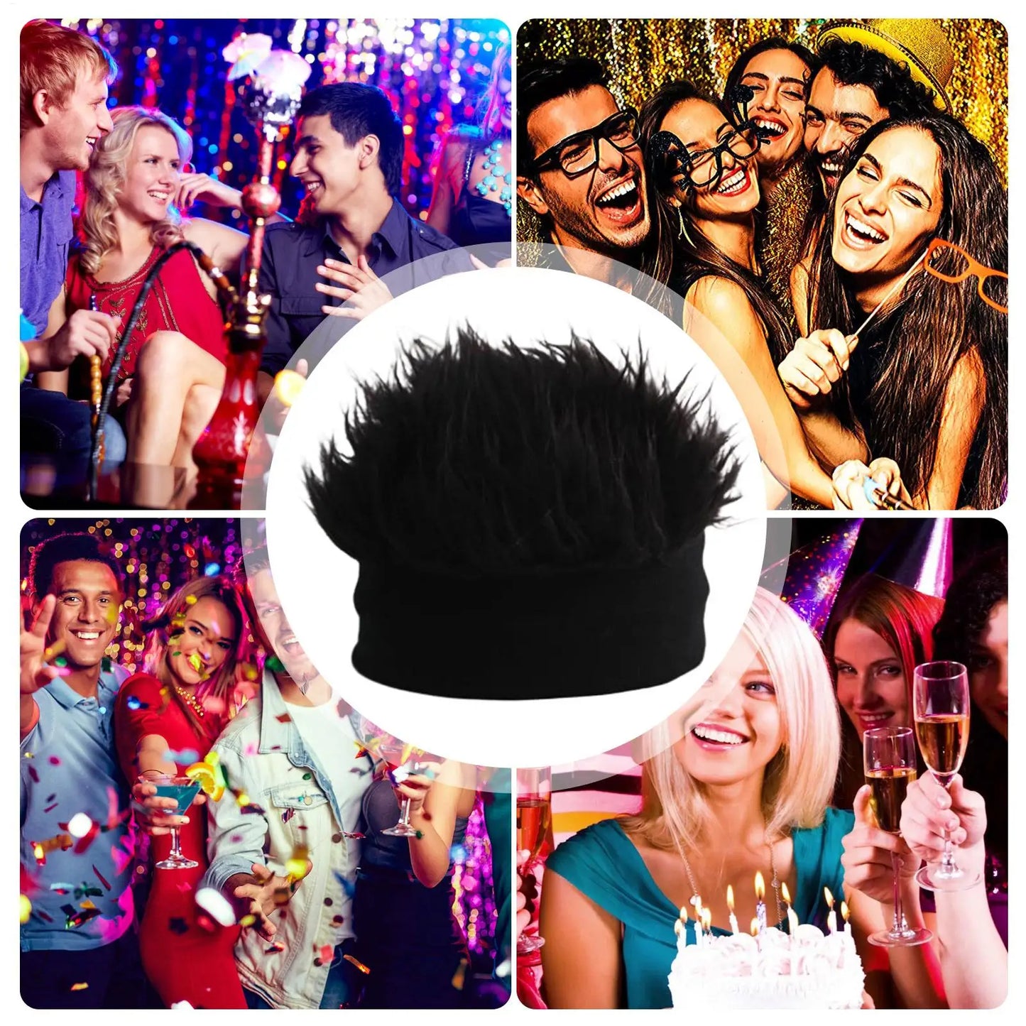 Hat with Wig Knitted Spiked Hairs Realistic Hip Hop Wig Hat Men Women Cold Weather Hats for Daily Wear Party Cosplay