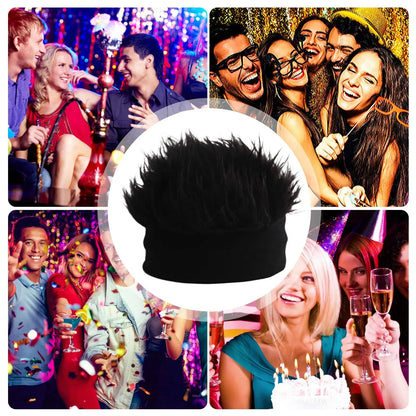 Hat with Wig Knitted Spiked Hairs Realistic Hip Hop Wig Hat Men Women Cold Weather Hats for Daily Wear Party Cosplay