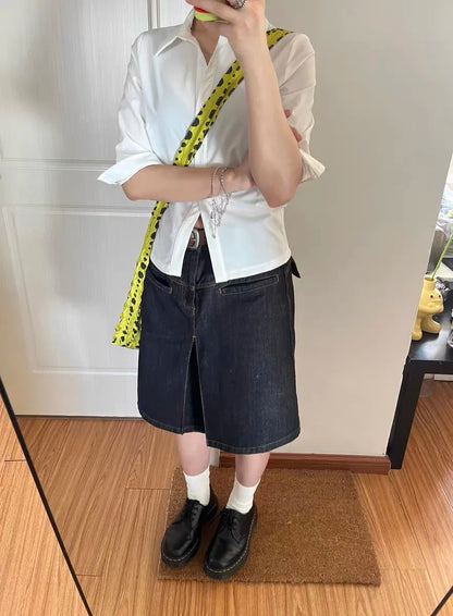 plus Size Low Waist Denim  Skirt Women's Summer Slim Fit Y2K Spicy Girl A-Line Skirt Korean Sle Commute Faion