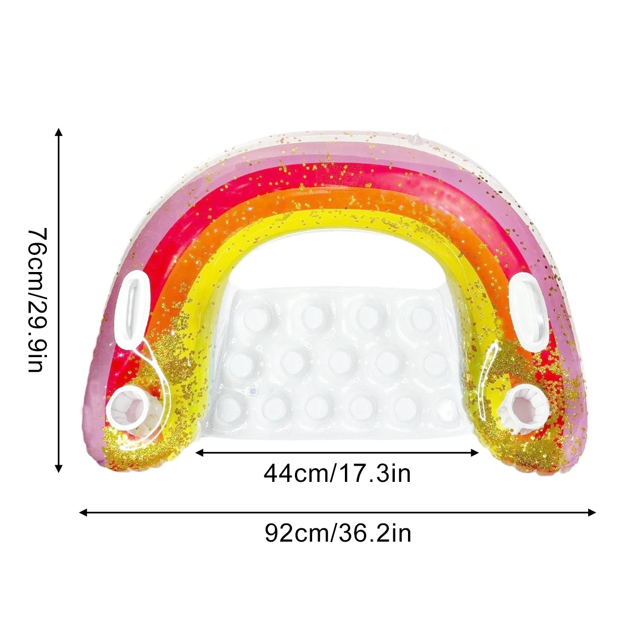 1PC Inflatable pool float featuring a vibrant flamingo and rainbow design, perfect for relaxing during summer water activities