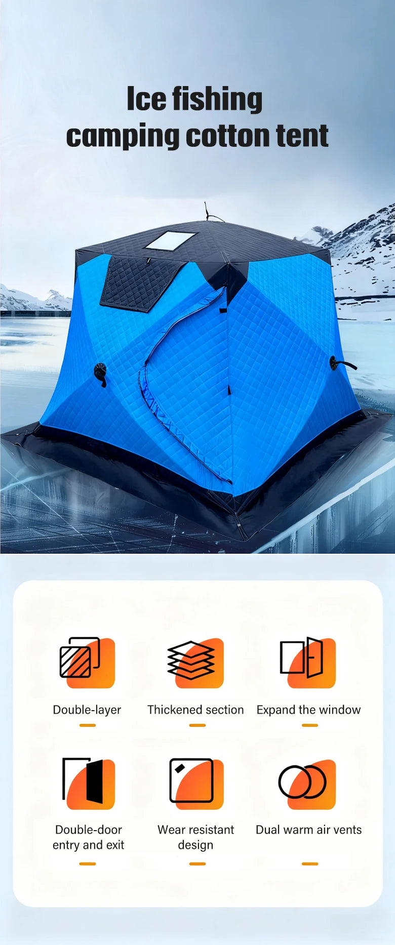 Outdoor Winter Fishing Tent For Camping 3-4 Person With Windows Quick Opening Tent Windproof And Waterproof Camping Gadgets