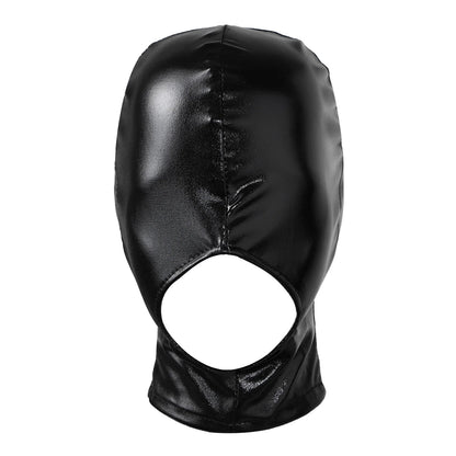 Adult Shiny Leather Masks Sex Toys Bronzing Cloth Open Mouth And Eye Glued Head Cover Couples Adult Products