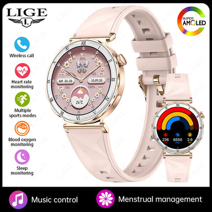 Women's Smart Watch 2026 New Fashion AMOLED Screen Bluetooth Call Custom Dials Female Health Monitoring Ladies Sports Smartwatch