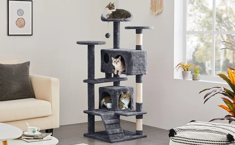 Cat Tree Cat Tower Condominium with Condominium and Hanging Ball and Scratching Post, Large Cat House for Kittens and Cats