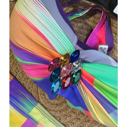 Rainbow Sexy Bikinis Female Swimsuits Women Swimwear Push Up Swim Wear Bathing Suits Brazilian Bikini Set Beachwear Pool Bather