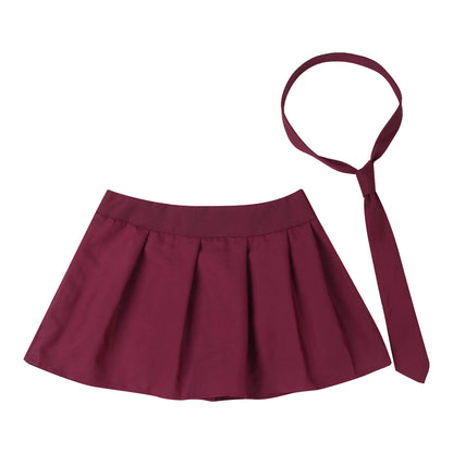 Womens Plaid Pleated Skirts With Necktie Harajuku Mini Japanese Preppy Schoolgirls Uniforms Kawaii Skirts Ladies Cosplay Costume