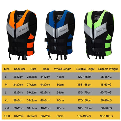 Neoprene Life Jacket Buoyancy Fishing Water Ski Vest Wear-resistant Survival Suit Water Sports Life Jacket For Swimming Fishing