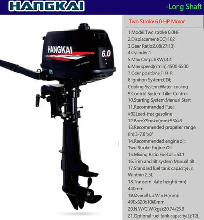 IHOMEINF Powerful 4.0HP-18.0HP Petrol Marine Motor Boat  Engine for the 2.3M-4.6M Assault Boat Canoe Outboards Propeller