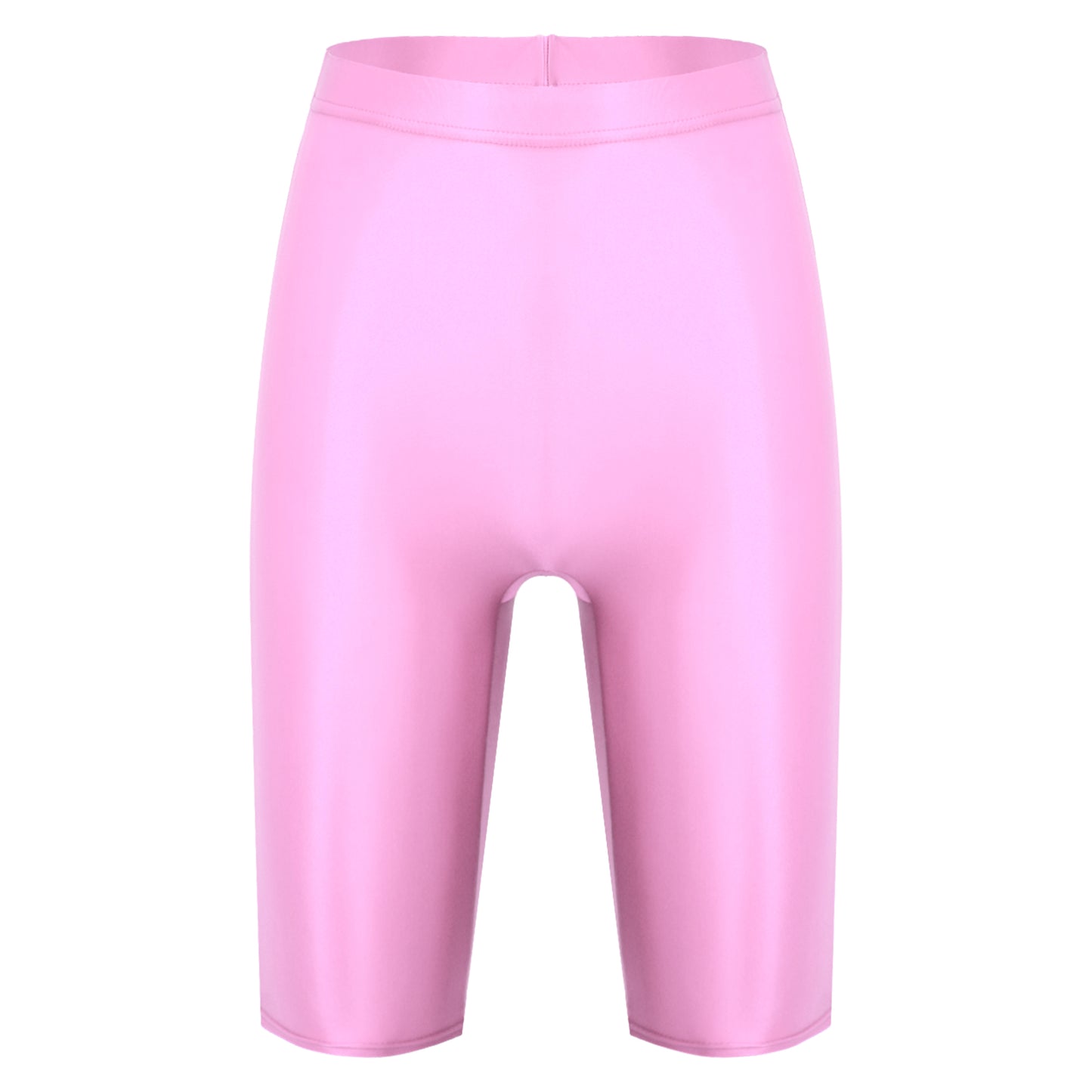 Women Glossy Shorts High Waist Fitness Short Leggings Oil Shiny Knee-Length Tights Swimming Trunks Female Workout Sports Bottoms