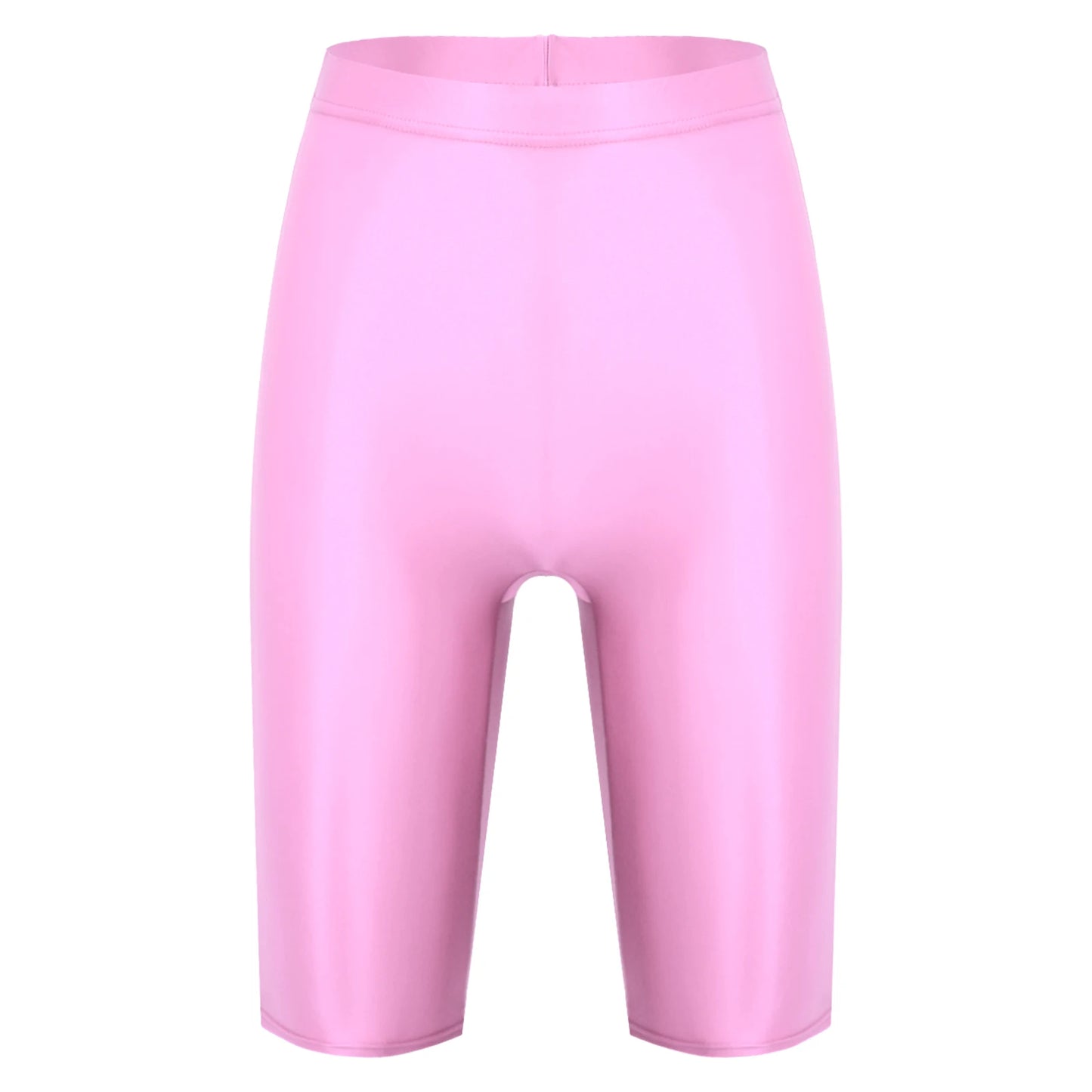 Women Glossy Shorts High Waist Fitness Short Leggings Oil Shiny Knee-Length Tights Swimming Trunks Female Workout Sports Bottoms