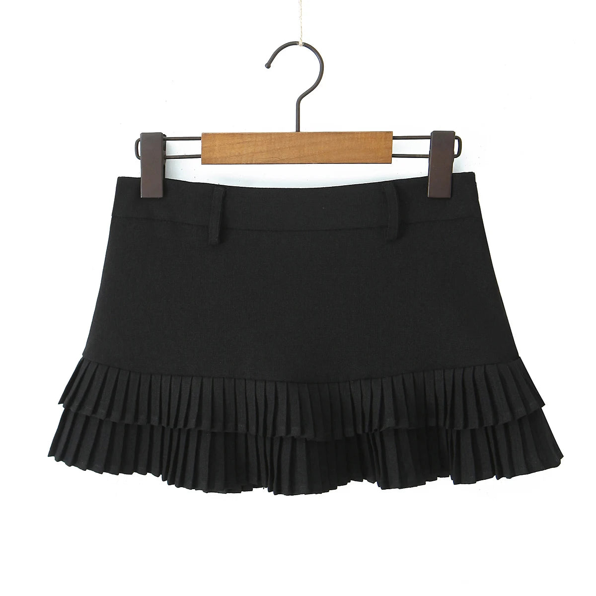 Summer Clothes Tweed Pleated Skirt Women Black Mini Skirts For Woman Preppy Low Waist Pleated Layered Casual Short Skirts Blue