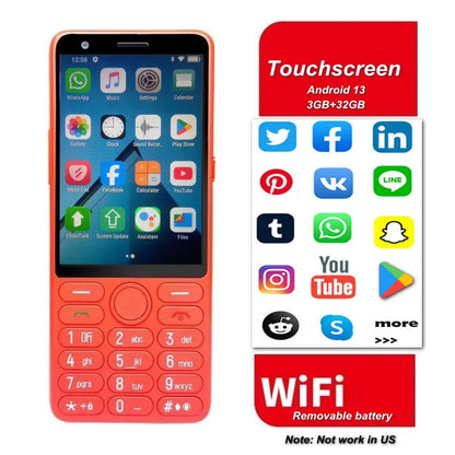 Feature Phone with Touch Screen Smartphone Wifi 5G/4G Global Languages Removable battery Big Buttons 3.54"inch Senior Cell Phone
