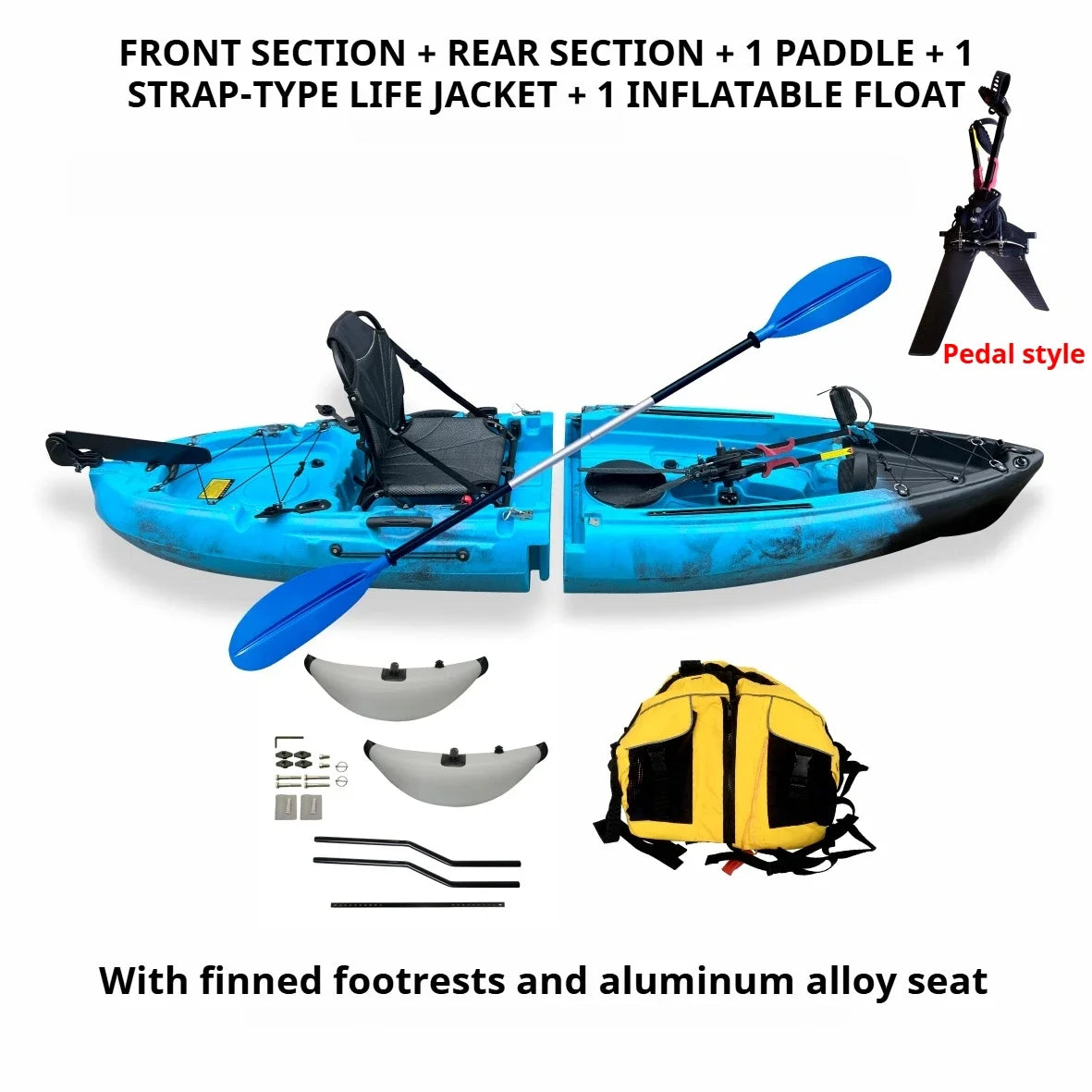 2025 Portable LLDPE Kayak With Split Hard Shell Electric Pedal-Driven Canoe For Solo Tandem Lake Sea Adventures Modular Assembly