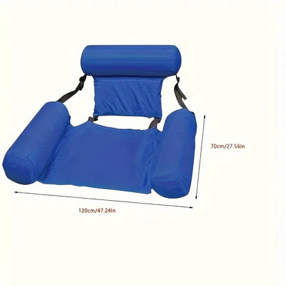 3-Tube Inflatable Pool Float Lounge, Foldable Colorful Pattern Floating Raft, Portable Pool Party & Beach Tanning Lounger Float