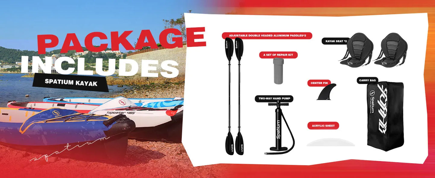 Spatium Inflatable Kayak PVC Fishing Boat 1-3 Person For Water Sports Surfing Rafting Touring Inflatable Kayak With Paddle,Seat