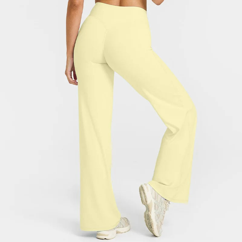 Straight Sports Leggings For Women's Fitness Sportswear Hips Without Embarrassment Yoga Pants Breathable Wide-leg Pants