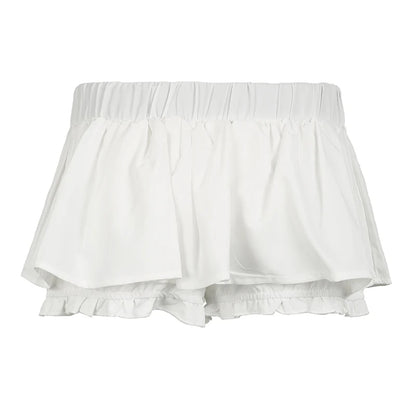 Sexy Low Waist White Mini Skirt Women Fashion with Belt Kawaii Preppy Short Skirts Y2K Korean Streetwear Pleated A Line Skirts